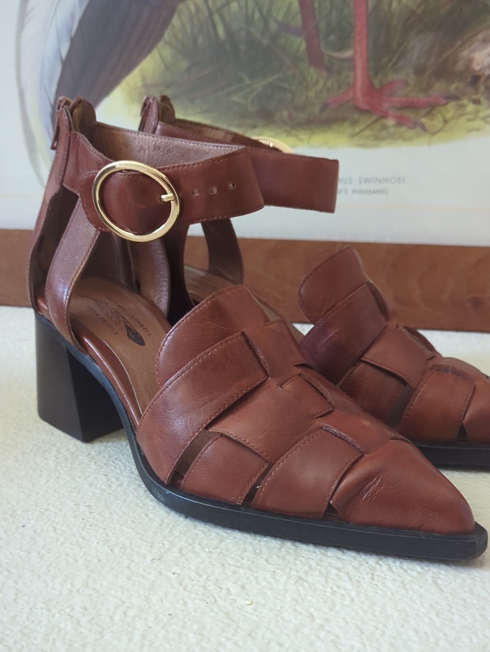 Jeffery Campbell for Free People Brown Woven Leather Sandle Sz 8.5